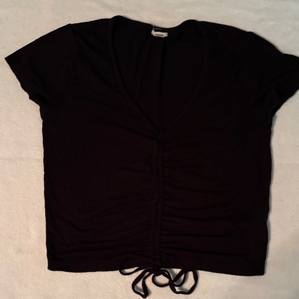 Garage Black Ruched Drawstring Crop Top